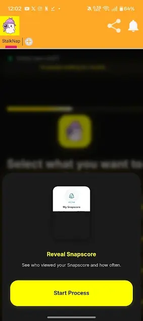 Screenshot of Stalknap App Android