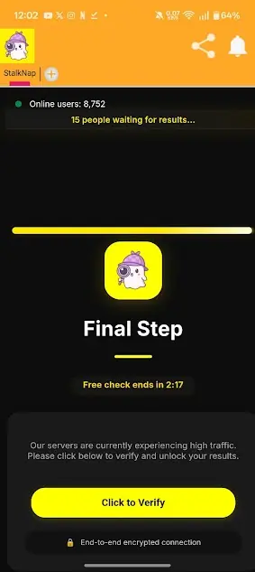 Screenshot of Stalknap Snapchat